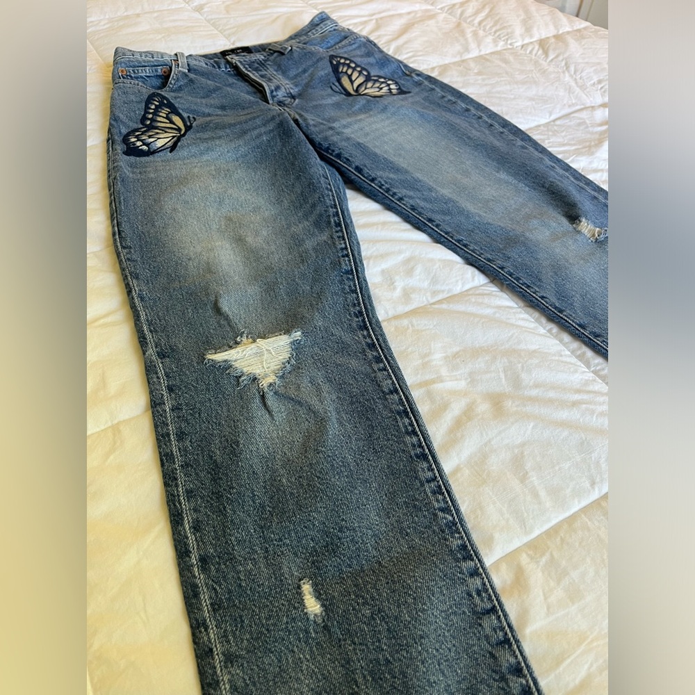 Lucky Brand jeans with embroidered butterflies